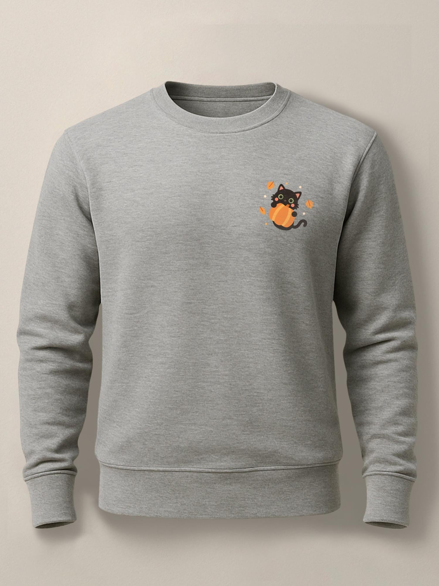 Pumpkitty - Unisex Regular/Oversized Sweatshirt Regular Gray by inspire.inc