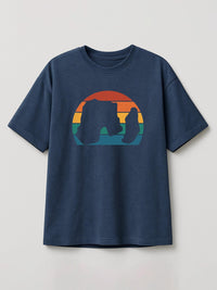 Raouché Retro Sunset - Regular/Oversized T-shirt Oversized Heather Blue by inspire.inc