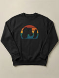 Raouché Retro Sunset - Regular/Oversized Sweatshirt Regular Fit Black by inspire.inc