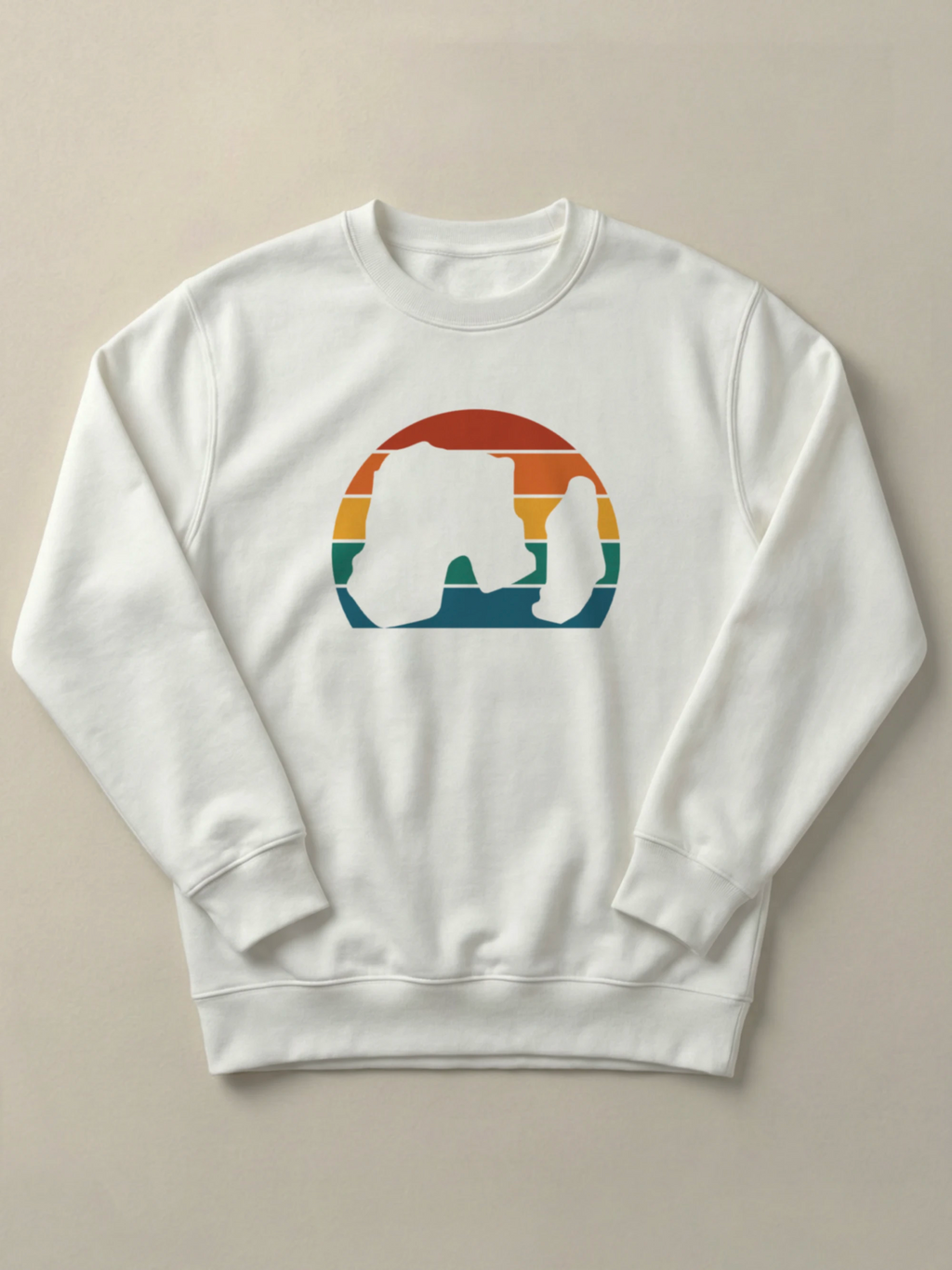 Raouché Retro Sunset - Regular/Oversized Sweatshirt Regular Fit White by inspire.inc