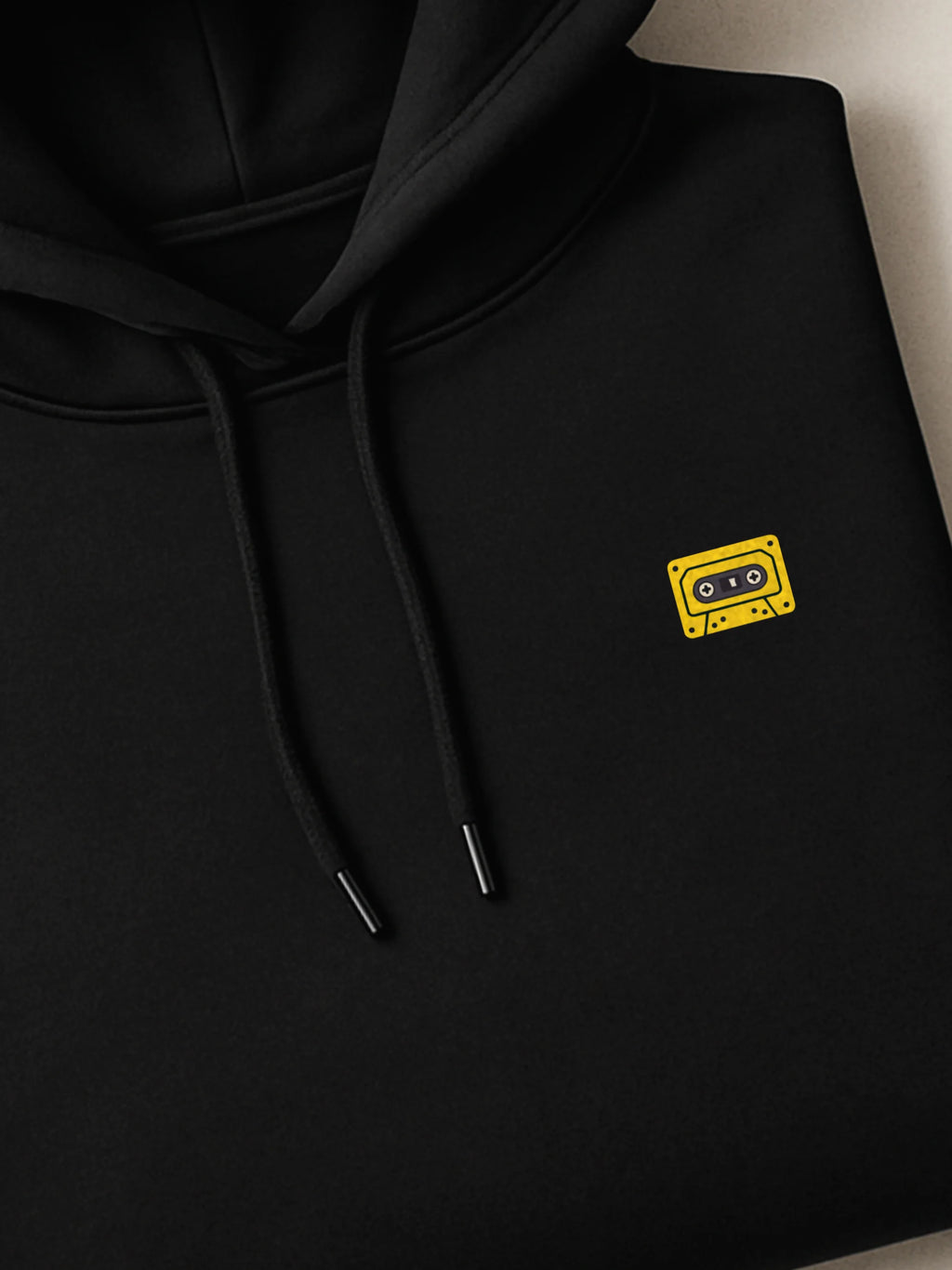 Retro Minis - Cassette - Hoodie Black close-up by inspire.inc