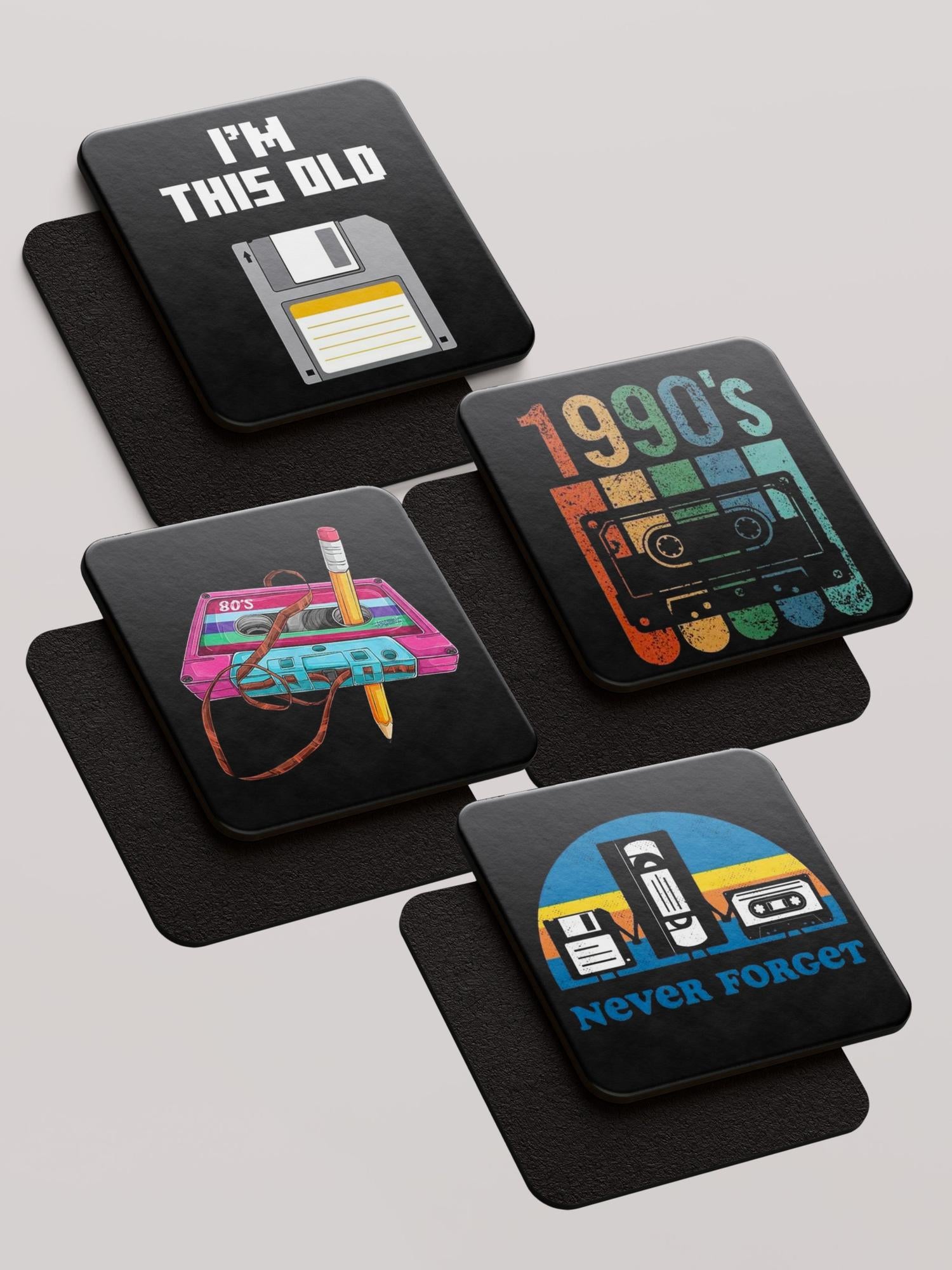 Retro Mix - Pack of 4 Coasters by inspire.inc