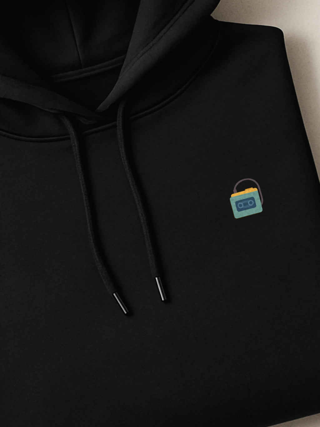 Retro Minis - Walkman - Hoodie Black close-up by inspire.inc