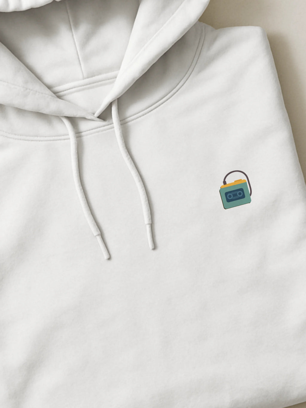 Retro Minis - Walkman - Hoodie White close-up by inspire.inc