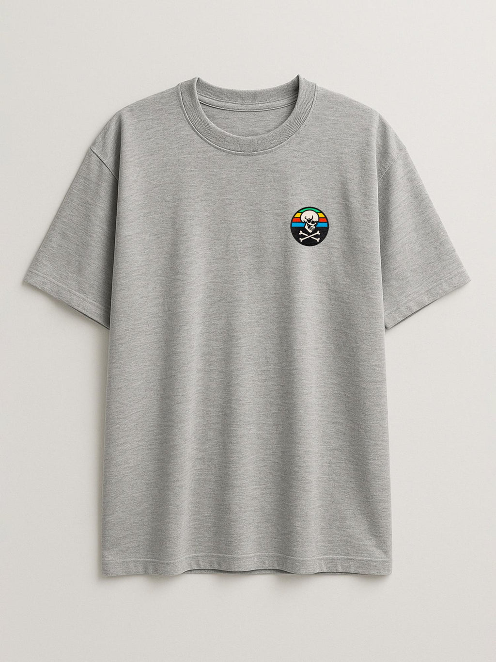 Skull Patch - Regular/Oversized T-shirt Oversized Light Heather Gray by inspire.inc