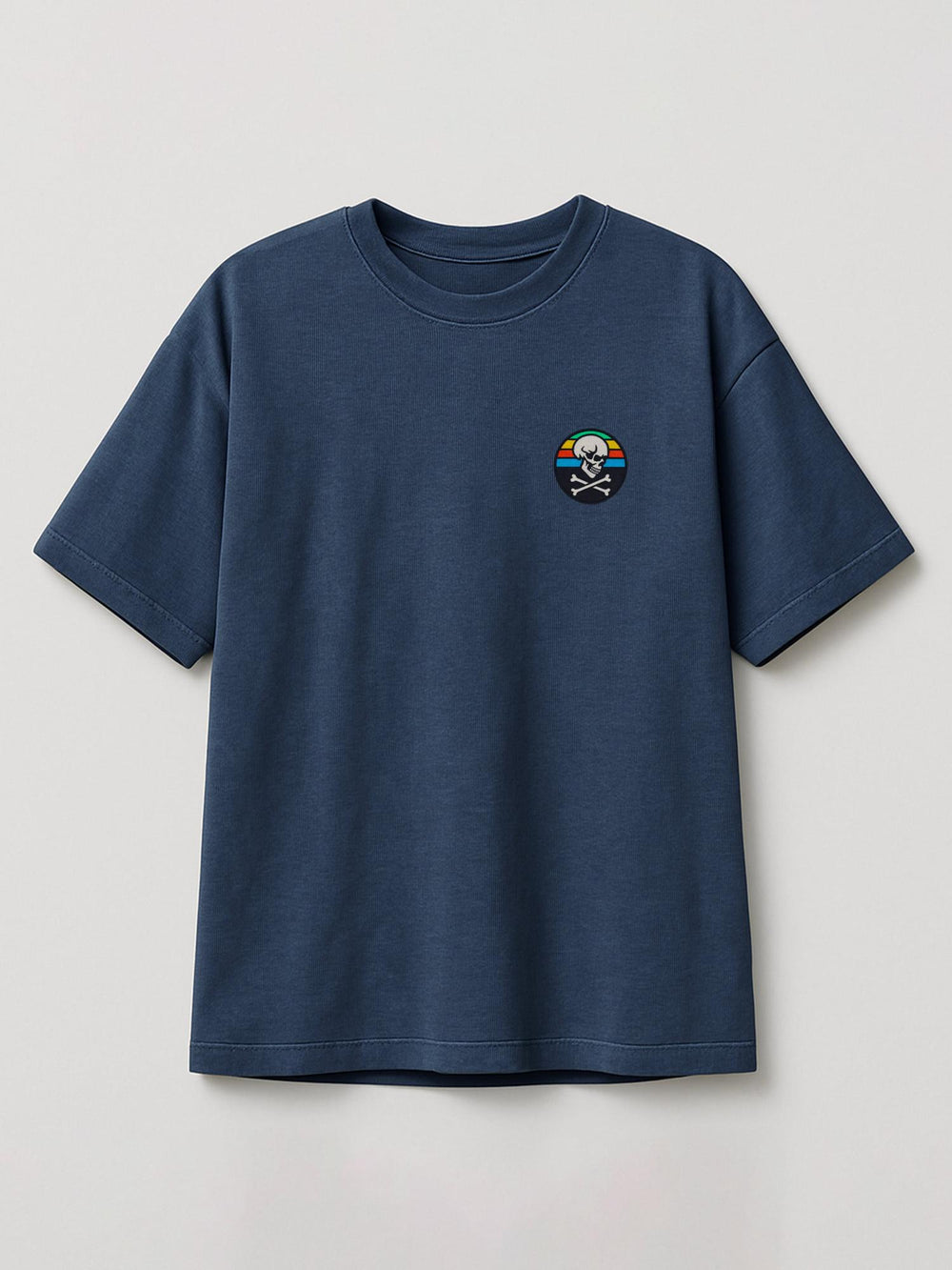 Skull Patch - Regular/Oversized T-shirt Oversized Heather Blue by inspire.inc