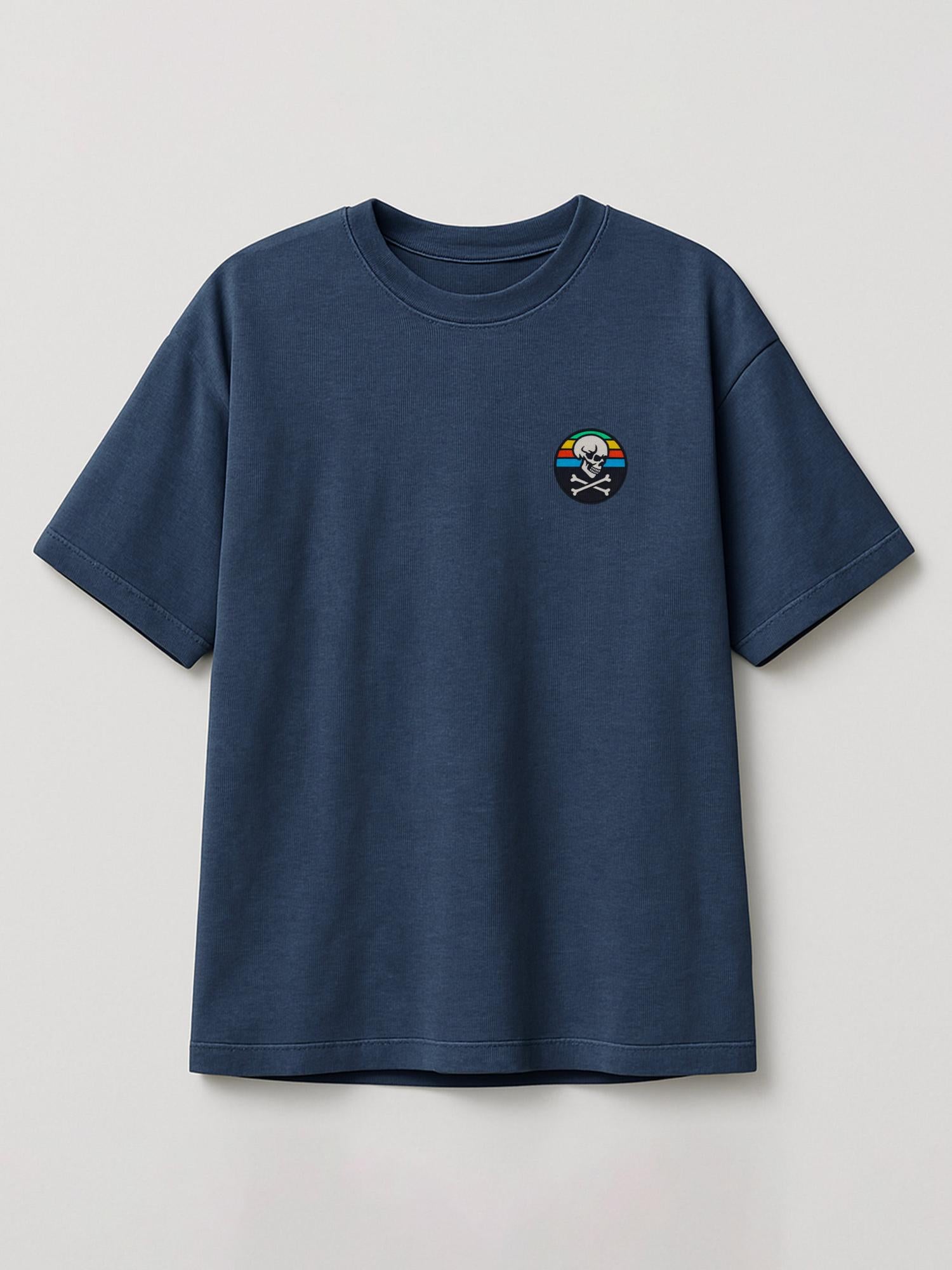 Skull Patch - Regular/Oversized T-shirt Oversized Heather Blue by inspire.inc