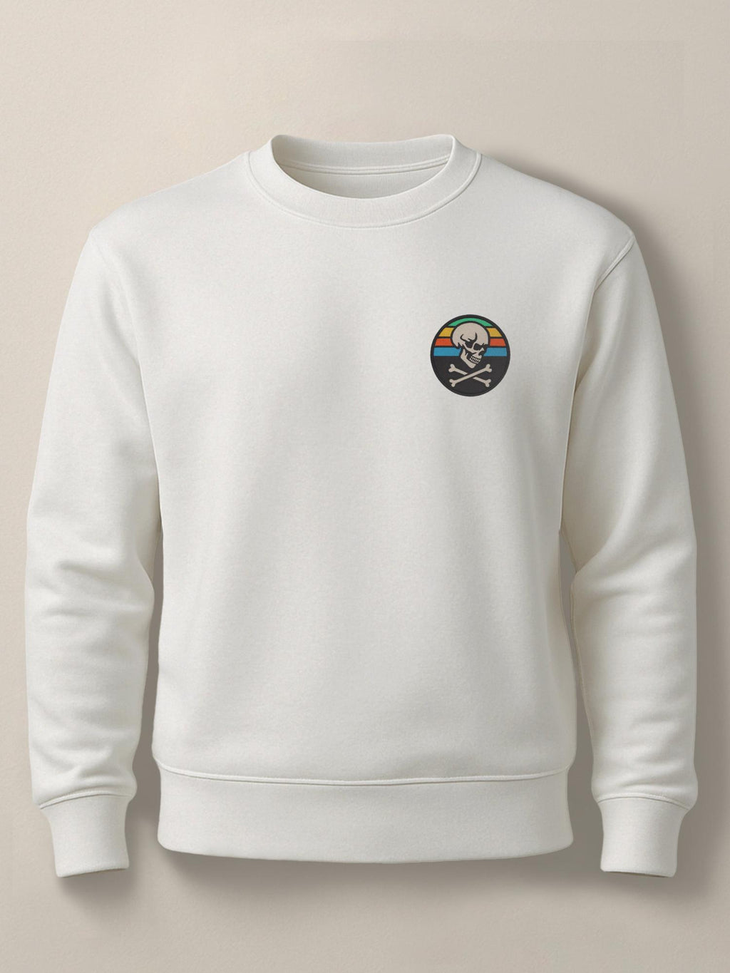 Skull Patch - Unisex Regular/Oversized Sweatshirt Regular White by inspire.inc