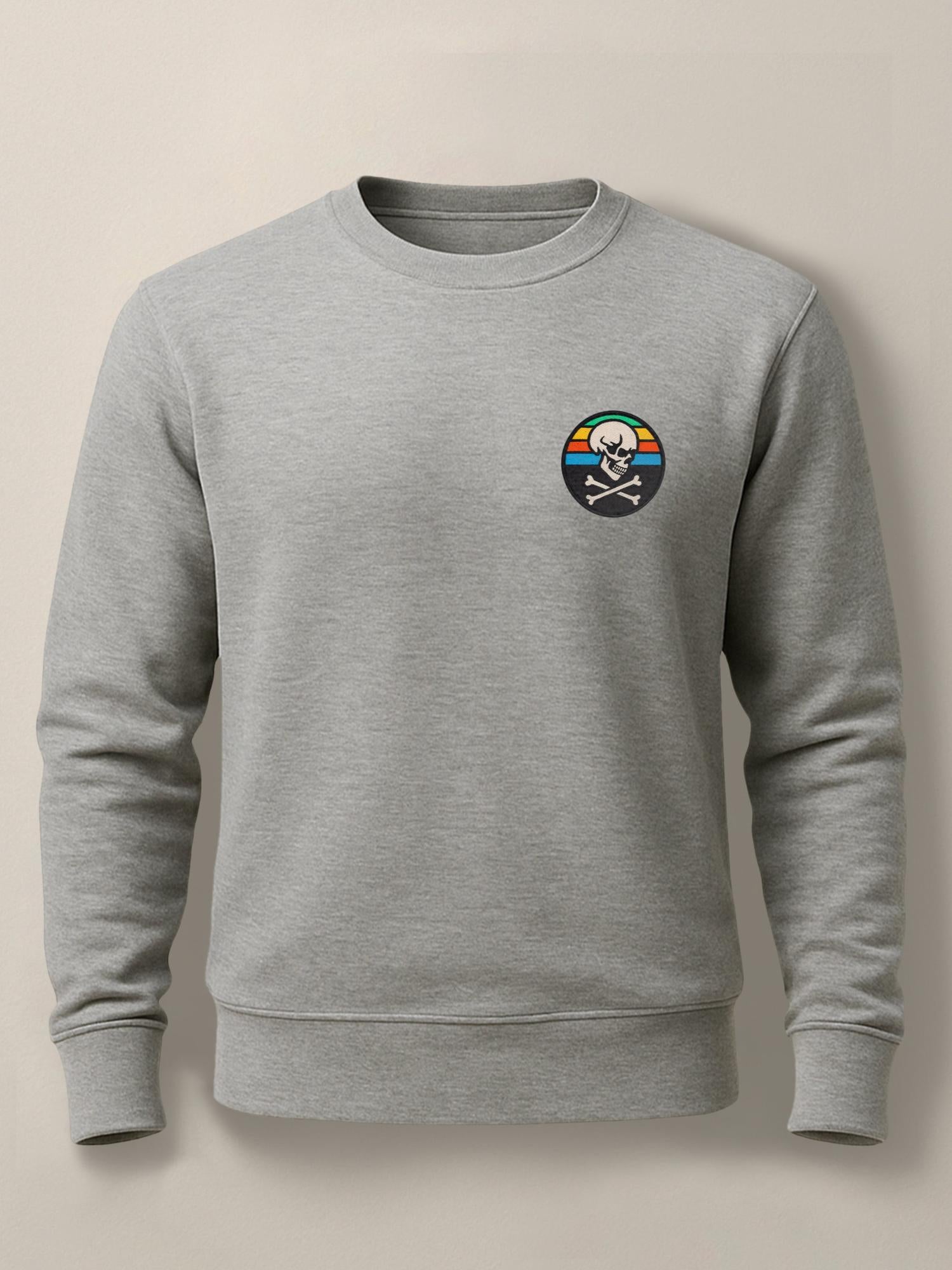 Skull Patch - Unisex Regular/Oversized Sweatshirt Regular Gray by inspire.inc