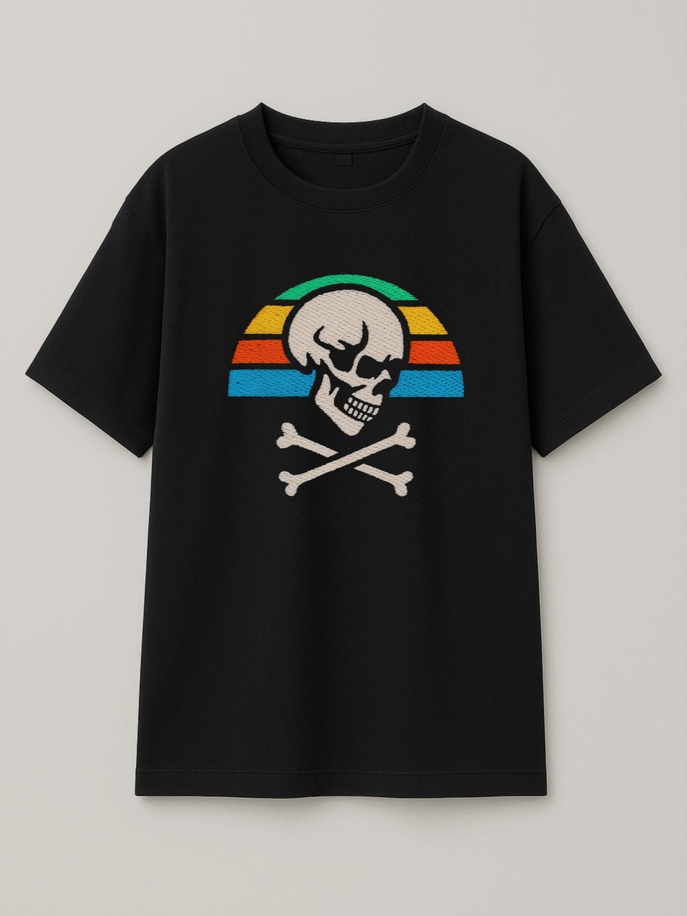 Skull Retro Sunset - Regular/Oversized T-shirt Oversized Black by inspire.inc