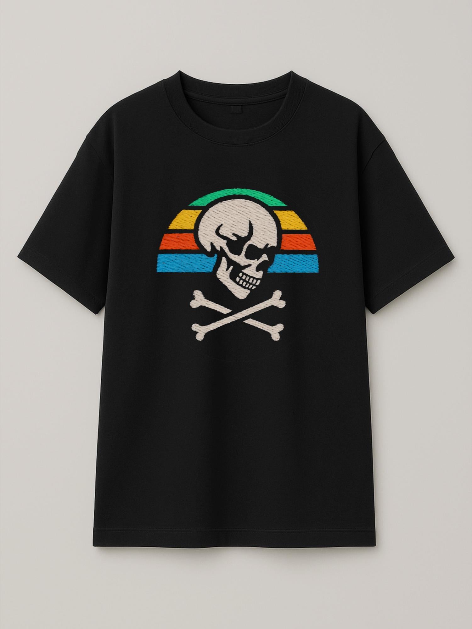 Skull Retro Sunset - Regular/Oversized T-shirt Oversized Black by inspire.inc