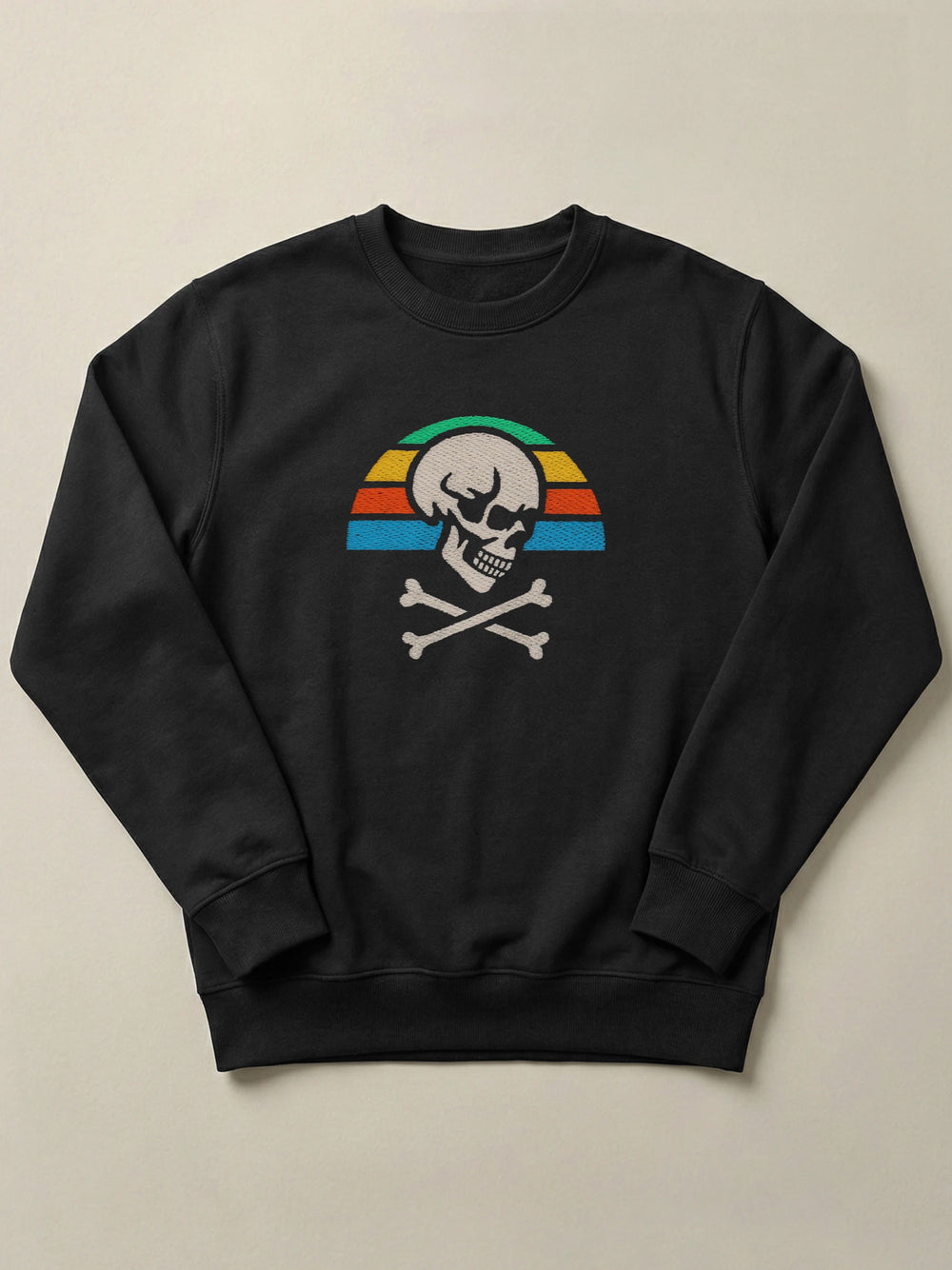 Skull Retro Sunset - Regular/Oversized Sweatshirt Regular Fit Black by inspire.inc