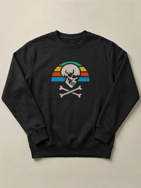 Skull Retro Sunset - Regular/Oversized Sweatshirt Regular Fit Black by inspire.inc