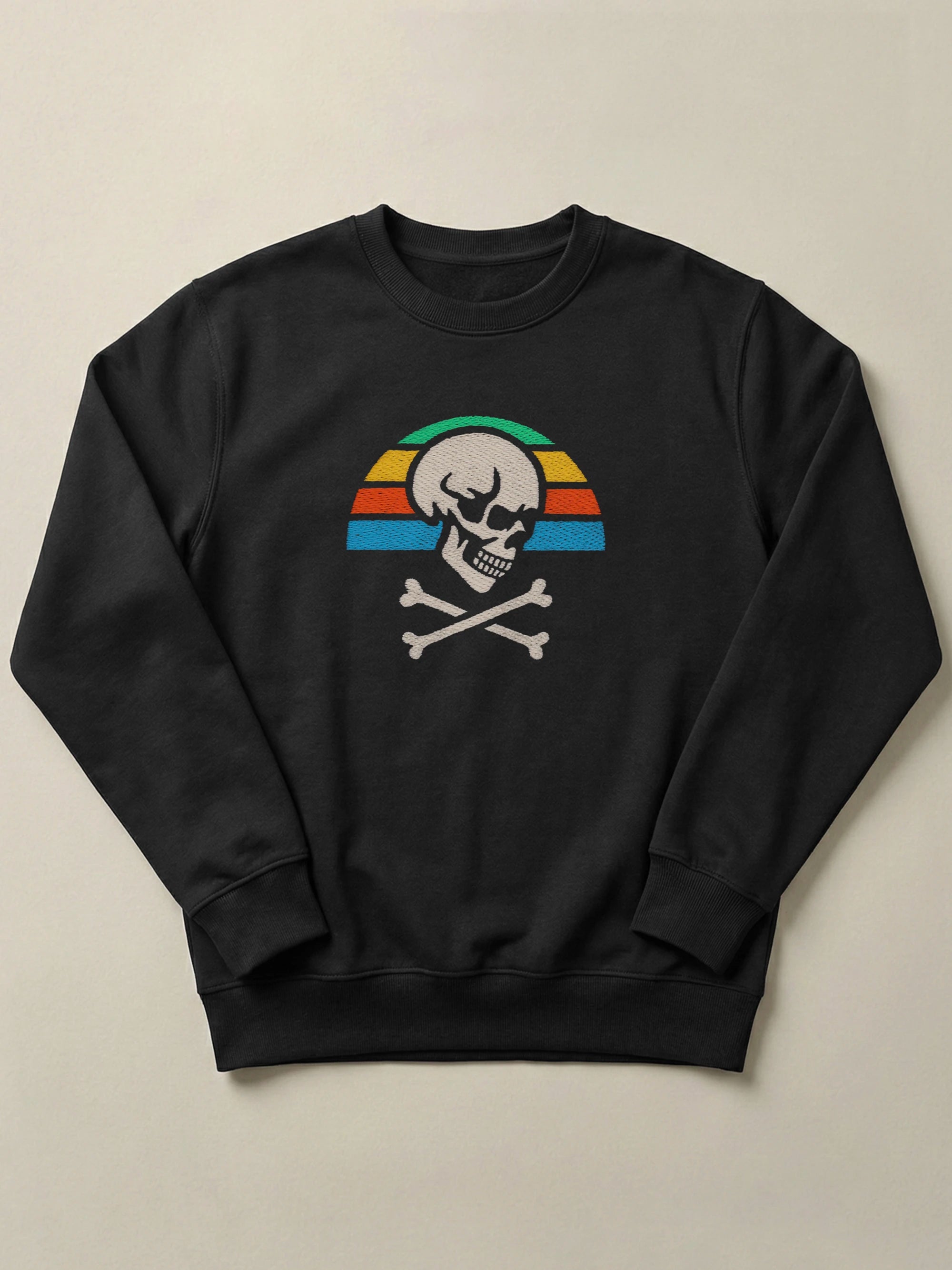 Skull Retro Sunset - Regular/Oversized Sweatshirt Regular Fit Black by inspire.inc