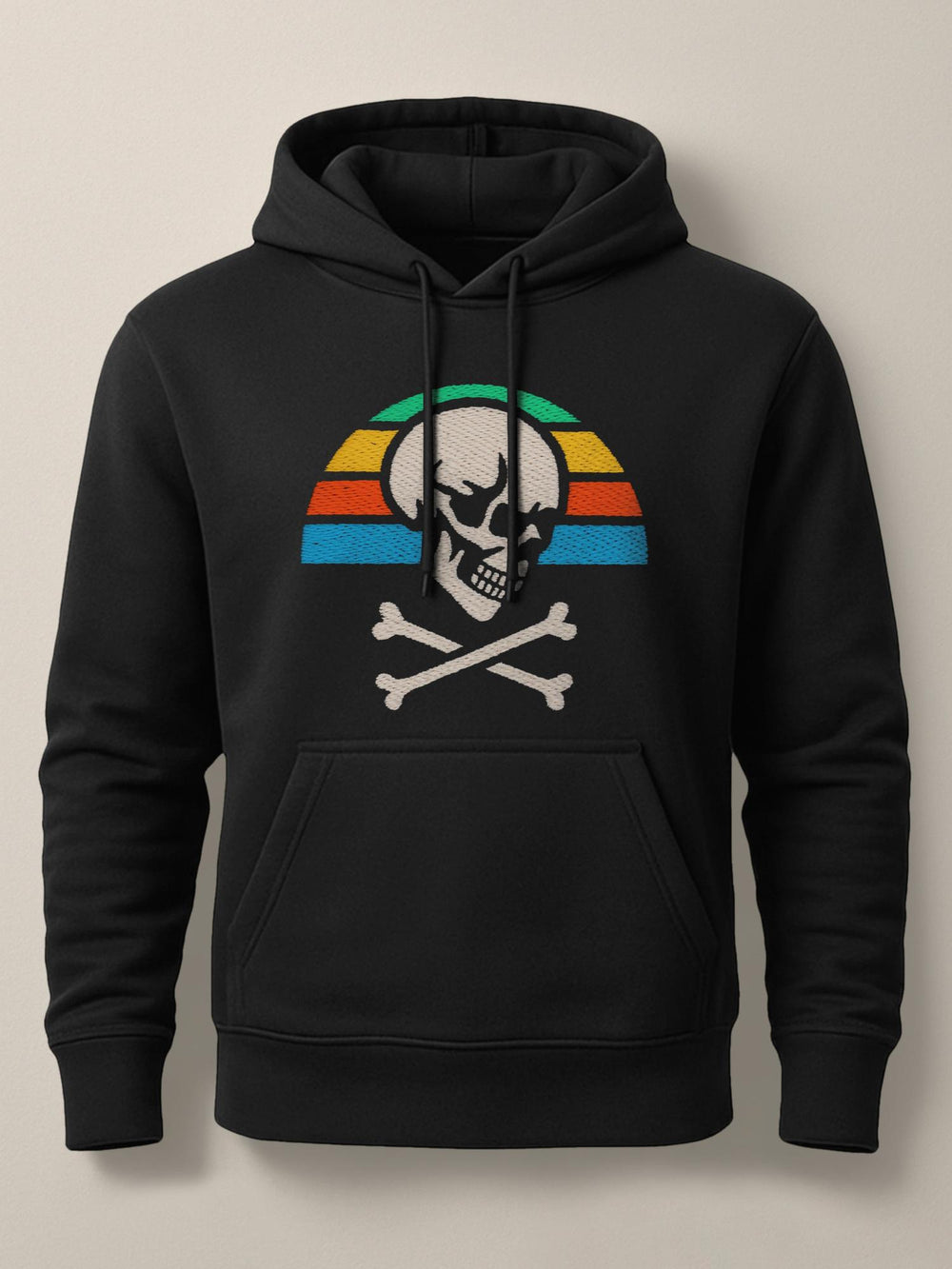 Skull Retro Sunset - Unisex Premium Hoodie Black S by inspire.inc