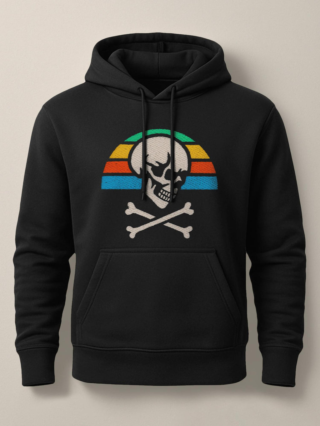 Skull Retro Sunset - Unisex Premium Hoodie Black S by inspire.inc