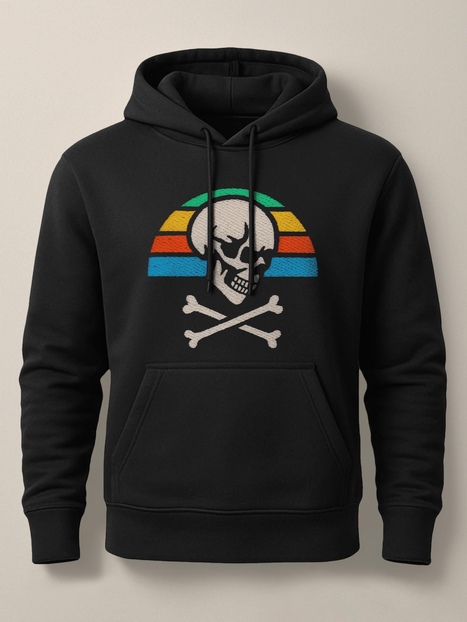 Skull Retro Sunset - Unisex Premium Hoodie Black S by inspire.inc