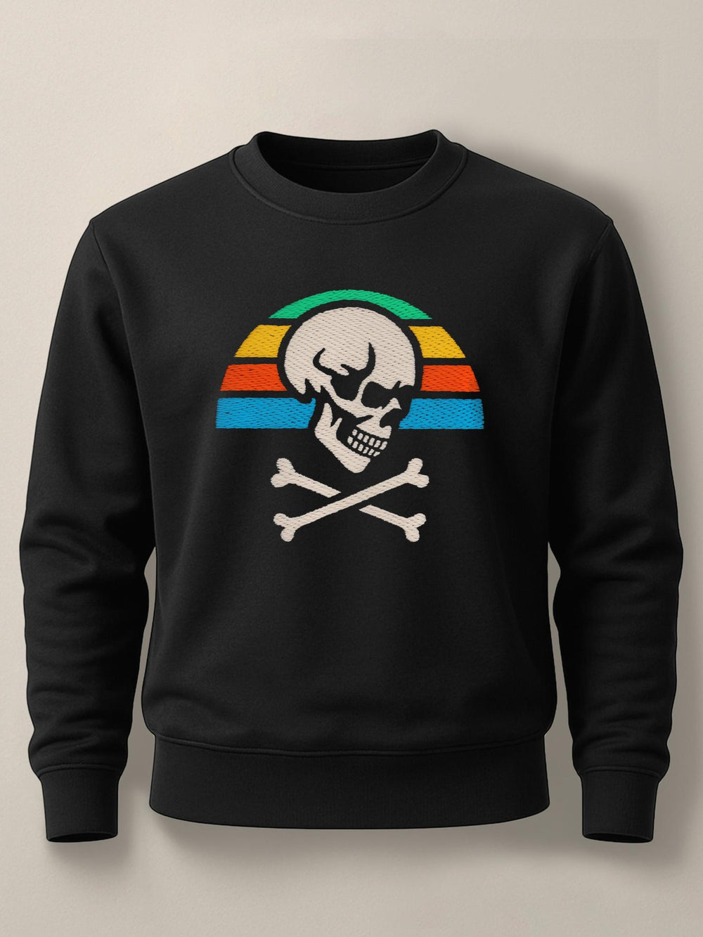 Skull Retro Sunset - Unisex Regular/Oversized Sweatshirt Regular Black by inspire.inc