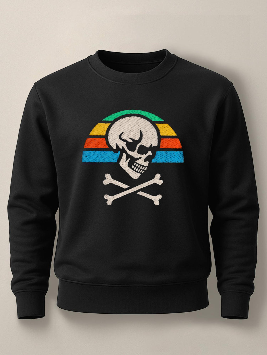 Skull Retro Sunset - Unisex Regular/Oversized Sweatshirt Regular Black by inspire.inc