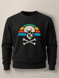Skull Retro Sunset - Unisex Regular/Oversized Sweatshirt Regular Black by inspire.inc