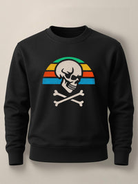 Skull Retro Sunset - Unisex Regular/Oversized Sweatshirt Regular Black by inspire.inc