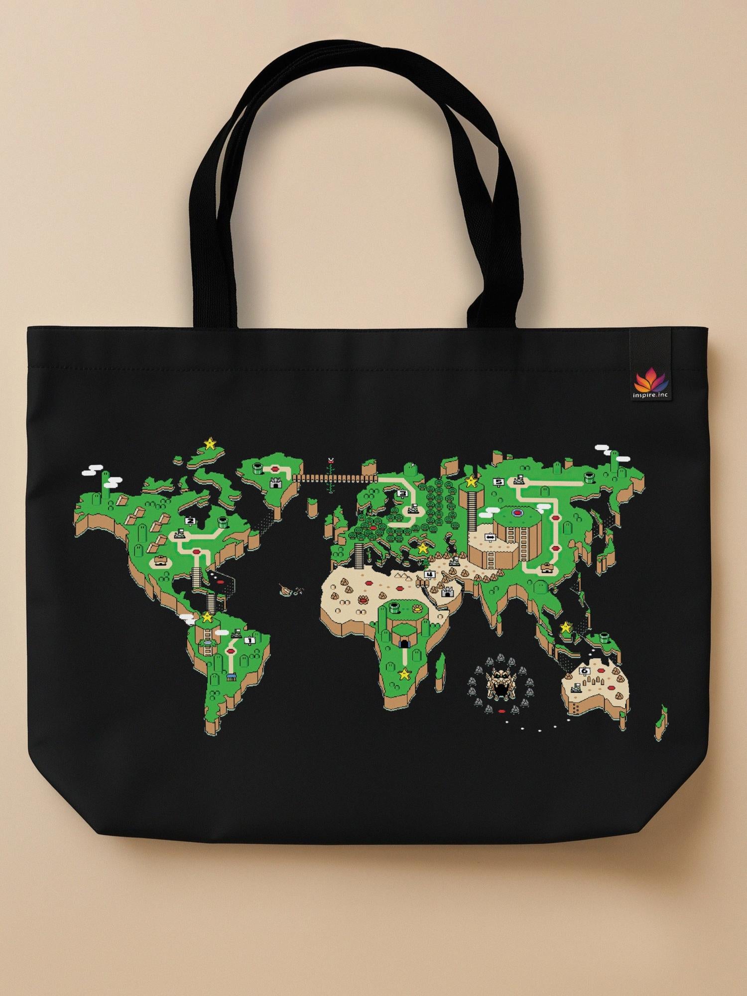 Super Mario - World - Neo Tote Bag Black Front Only by inspire.inc