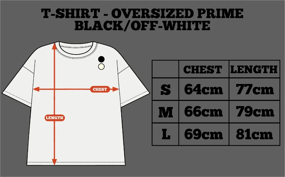 T-shirt with measurement chart on a gray background by inspire.inc