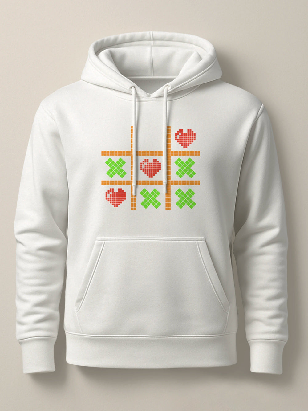 Tic Tac Hearts Pixel Edition - Hoodie Light White by inspire.inc
