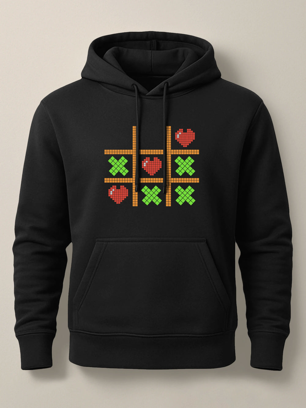 Tic Tac Hearts Pixel Edition - Hoodie Light Black by inspire.inc