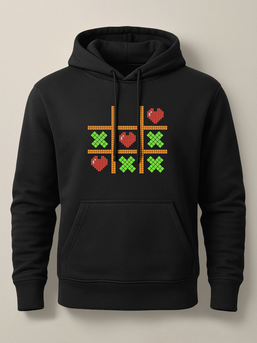 Tic Tac Hearts Pixel Edition - Hoodie Light Black by inspire.inc