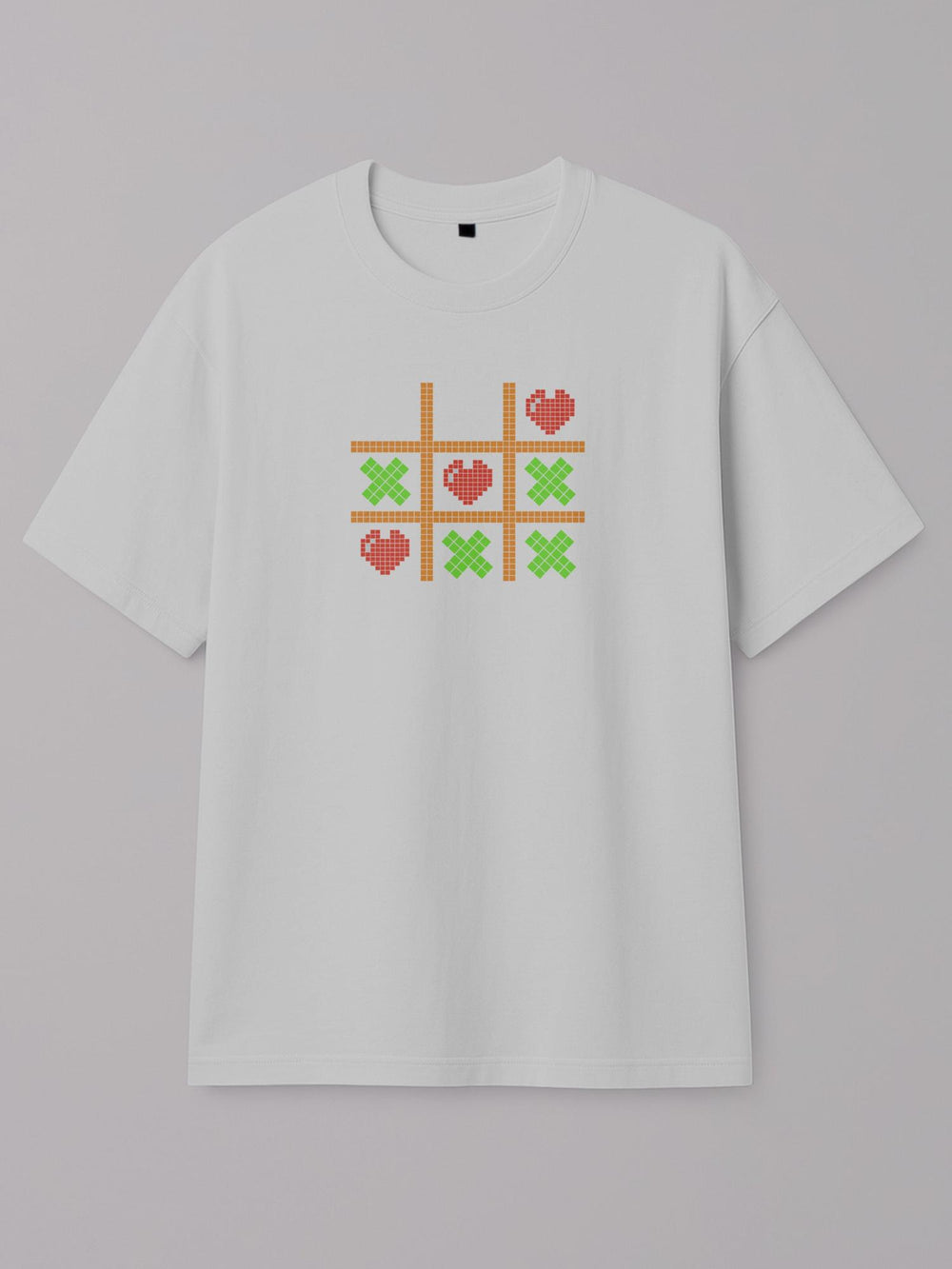 Tic Tac Hearts Pixel Edition - Regular/Oversized T-shirt Oversized White by inspire.inc