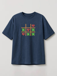 Tic Tac Hearts Pixel Edition - Regular/Oversized T-shirt Oversized Heather Blue by inspire.inc
