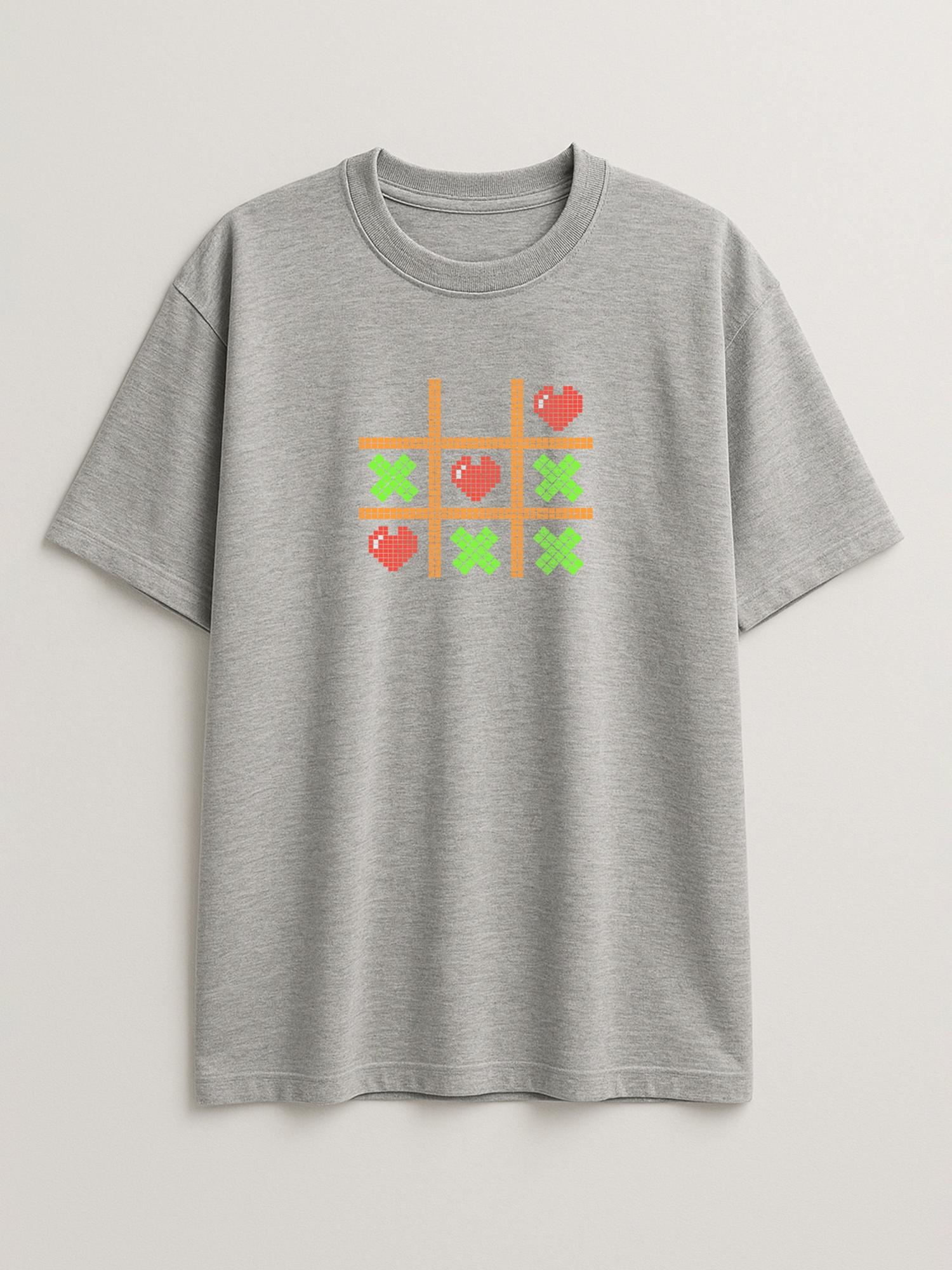 Tic Tac Hearts Pixel Edition - Regular/Oversized T-shirt Oversized Light Heather Gray by inspire.inc
