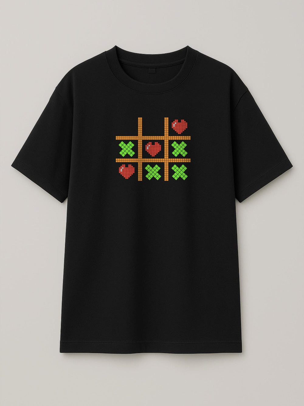 Tic Tac Hearts Pixel Edition - Regular/Oversized T-shirt Oversized Black by inspire.inc
