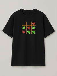 Tic Tac Hearts Pixel Edition - Regular/Oversized T-shirt Oversized Black by inspire.inc