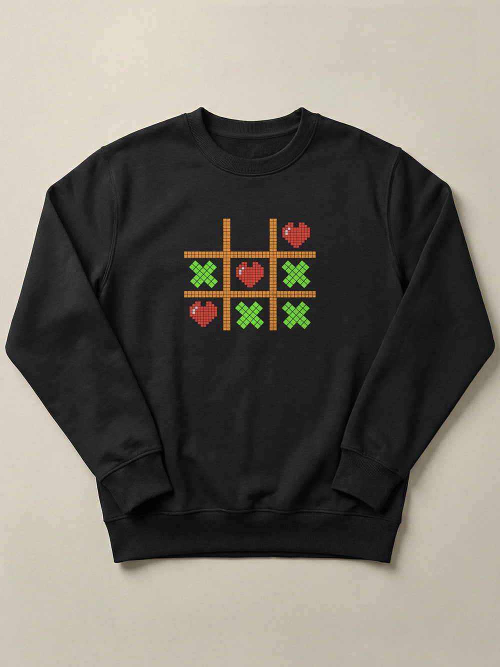 Tic Tac Hearts Pixel Edition - Regular/Oversized Sweatshirt Regular Fit Black by inspire.inc