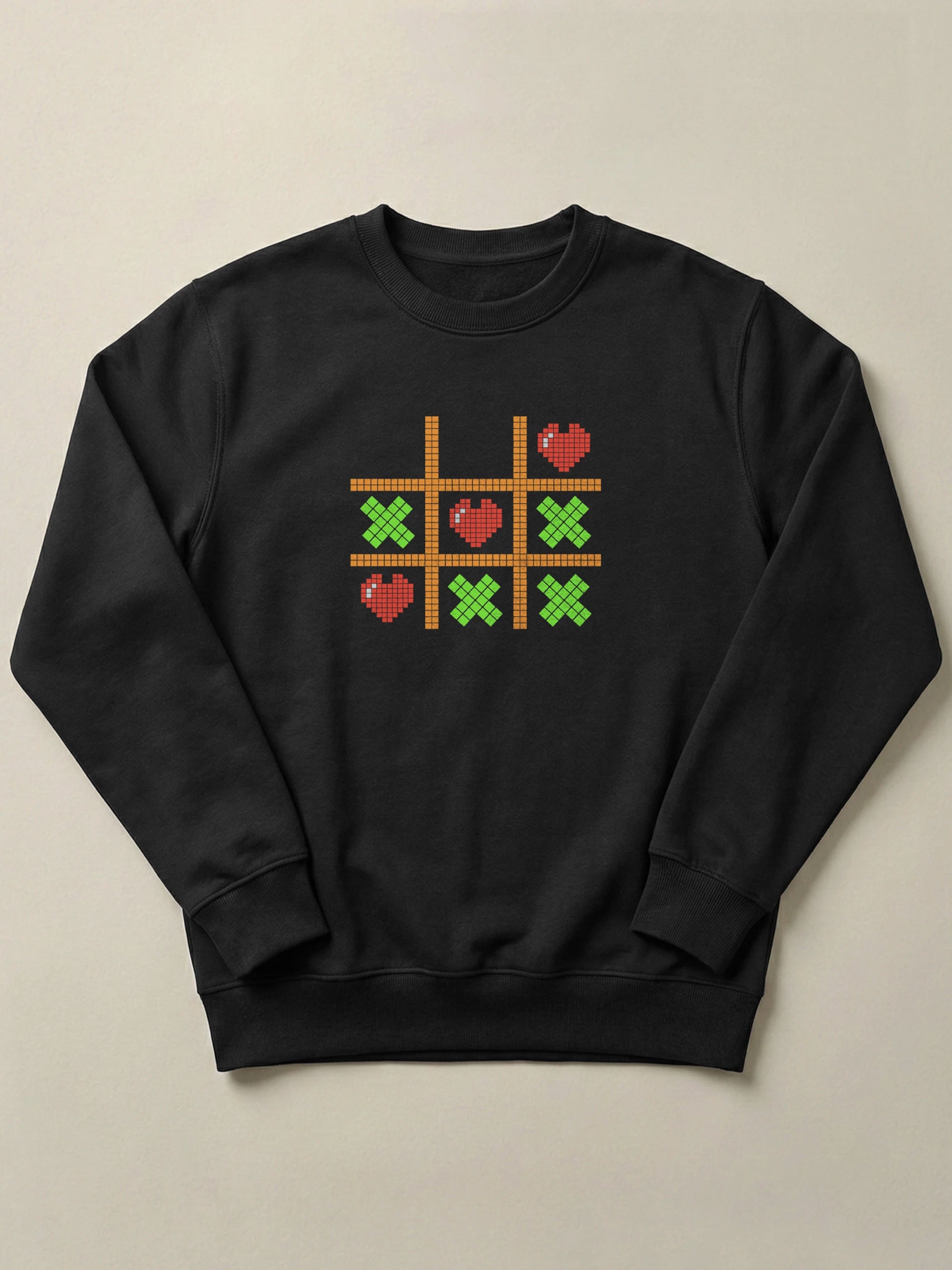Tic Tac Hearts Pixel Edition - Regular/Oversized Sweatshirt Regular Fit Black by inspire.inc