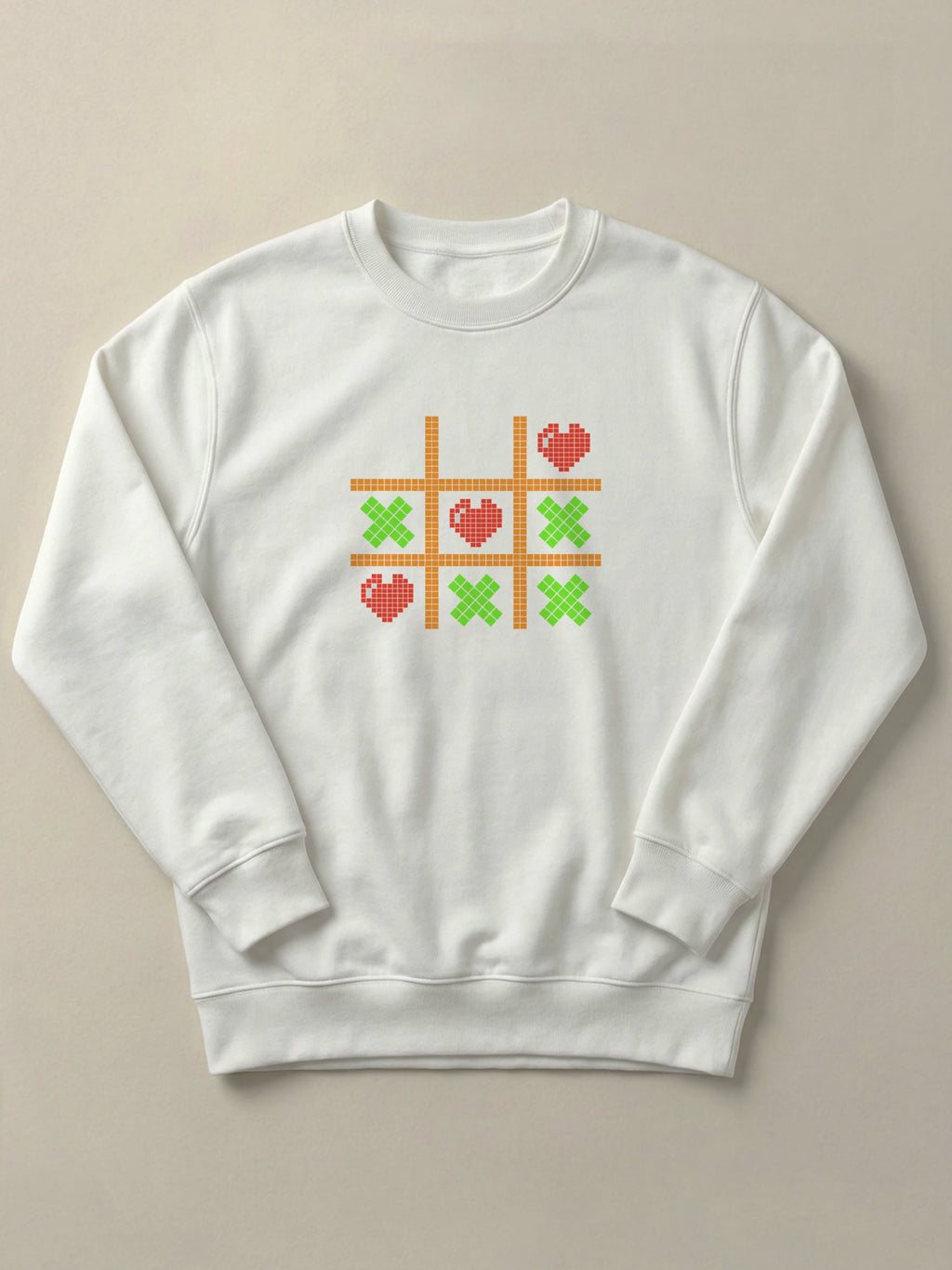 Tic Tac Hearts Pixel Edition - Regular/Oversized Sweatshirt Regular Fit White by inspire.inc