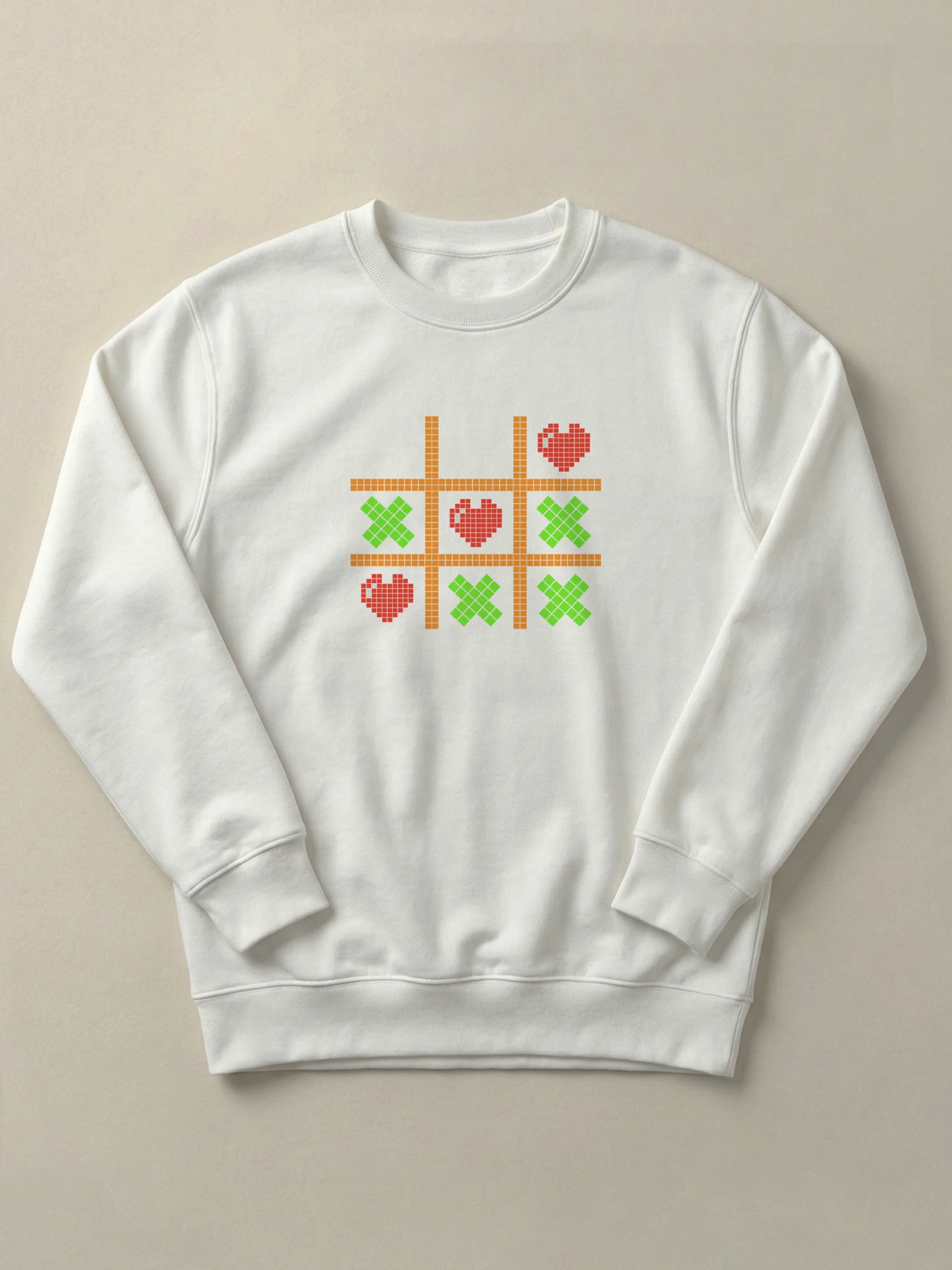 Tic Tac Hearts Pixel Edition - Regular/Oversized Sweatshirt Regular Fit White by inspire.inc