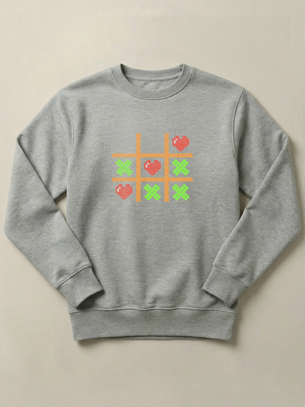 Tic Tac Hearts Pixel Edition - Regular/Oversized Sweatshirt Regular Fit Gray by inspire.inc