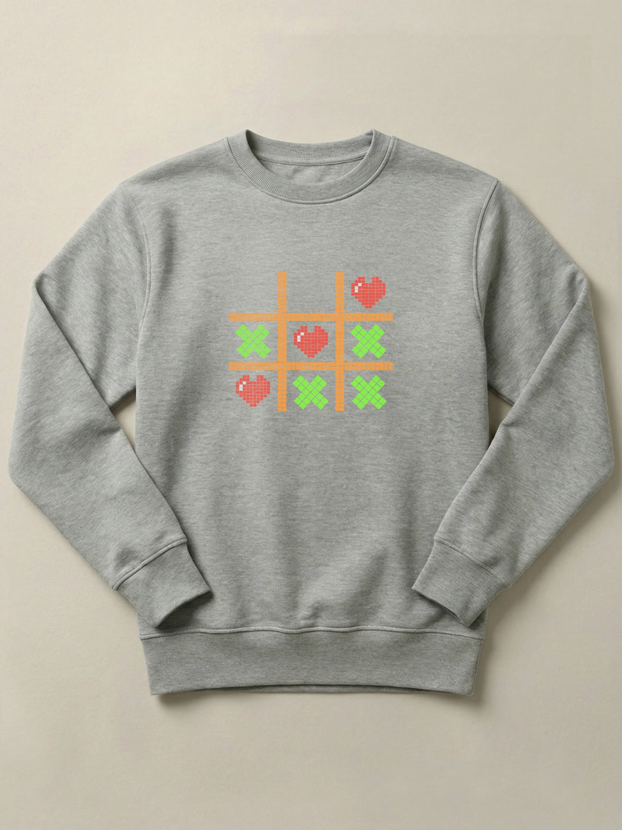 Tic Tac Hearts Pixel Edition - Regular/Oversized Sweatshirt Regular Fit Gray by inspire.inc