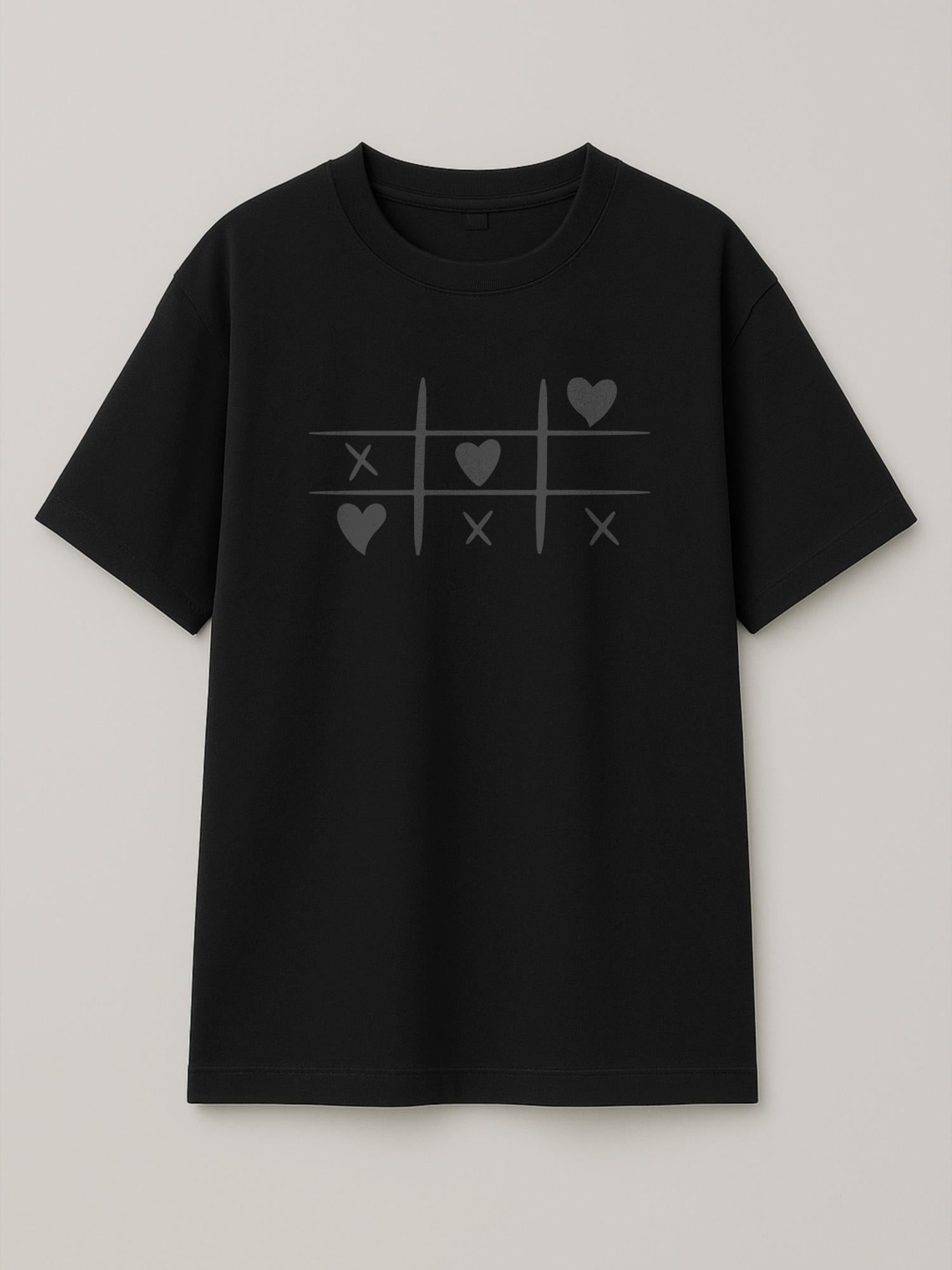 Tic Tac Hearts - Regular/Oversized T-shirt Oversized Black by inspire.inc