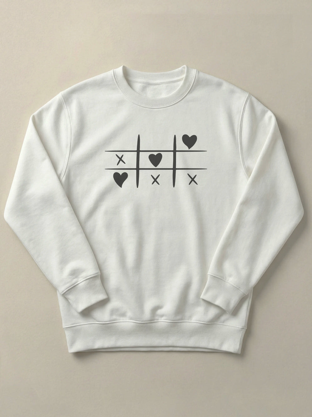 Tic Tac Hearts - Regular/Oversized Sweatshirt Regular Fit White by inspire.inc