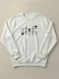 Tic Tac Hearts - Regular/Oversized Sweatshirt Regular Fit White by inspire.inc