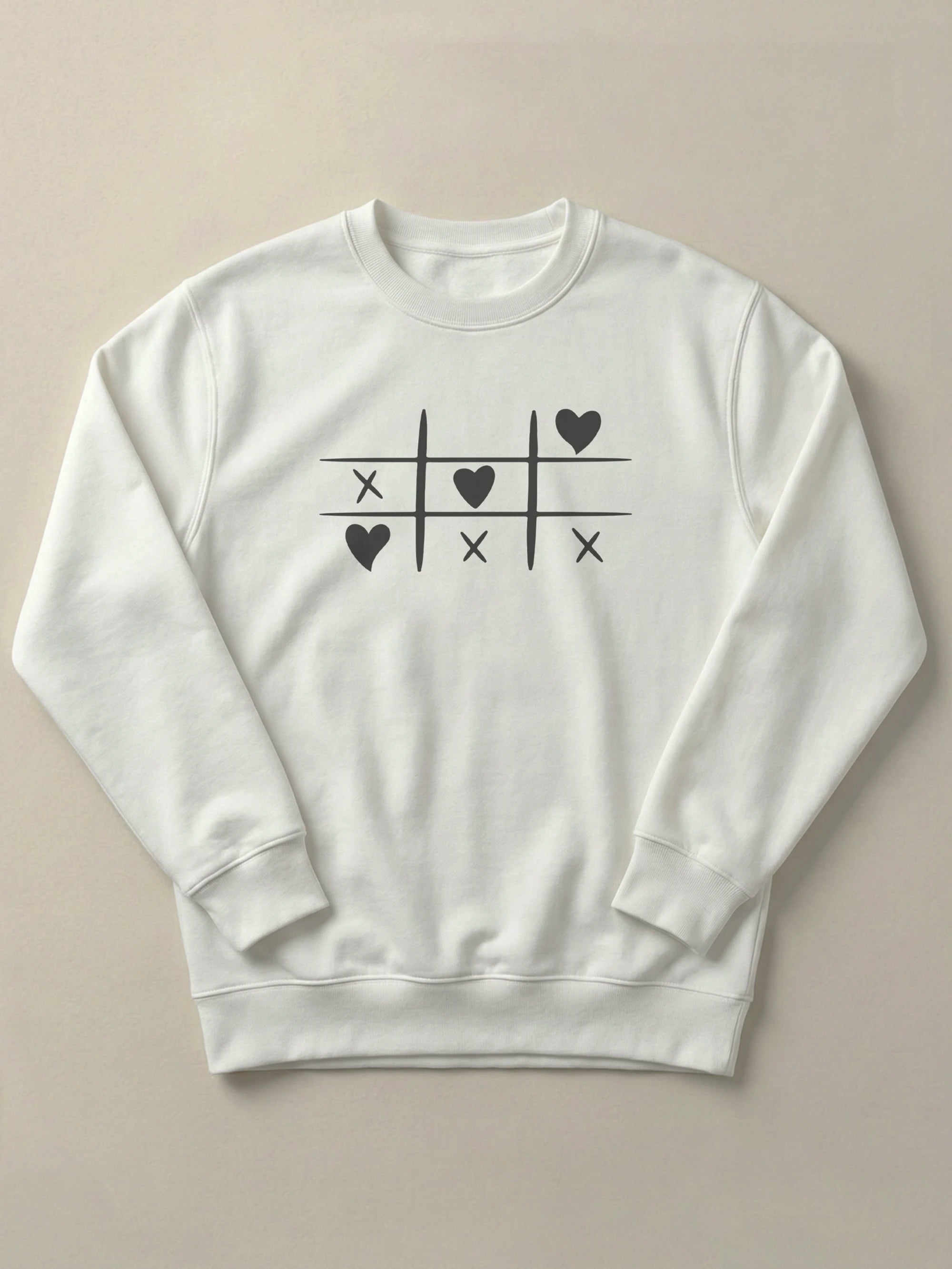 Tic Tac Hearts - Regular/Oversized Sweatshirt Regular Fit White by inspire.inc