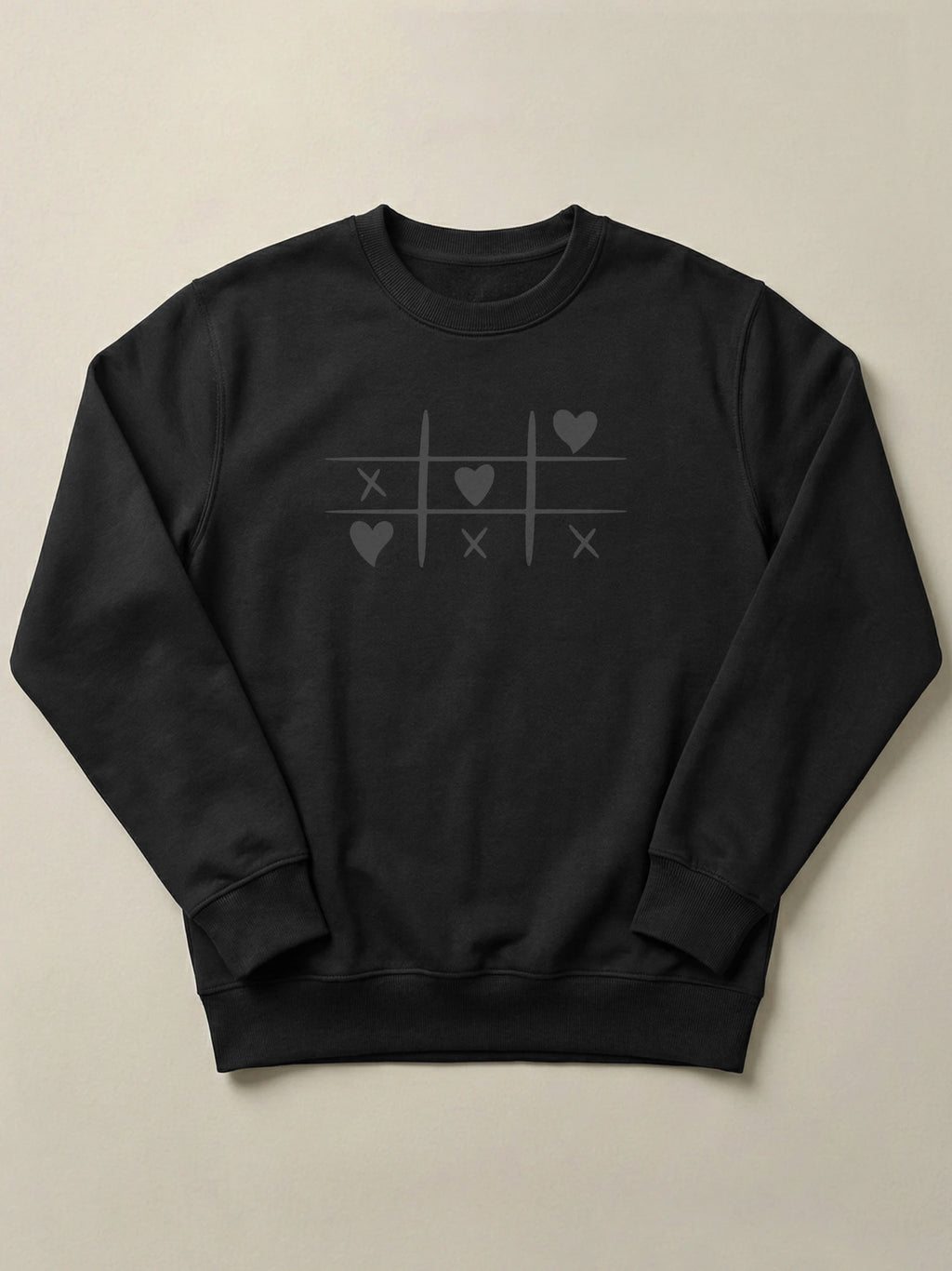 Tic Tac Hearts - Regular/Oversized Sweatshirt Regular Fit Black by inspire.inc
