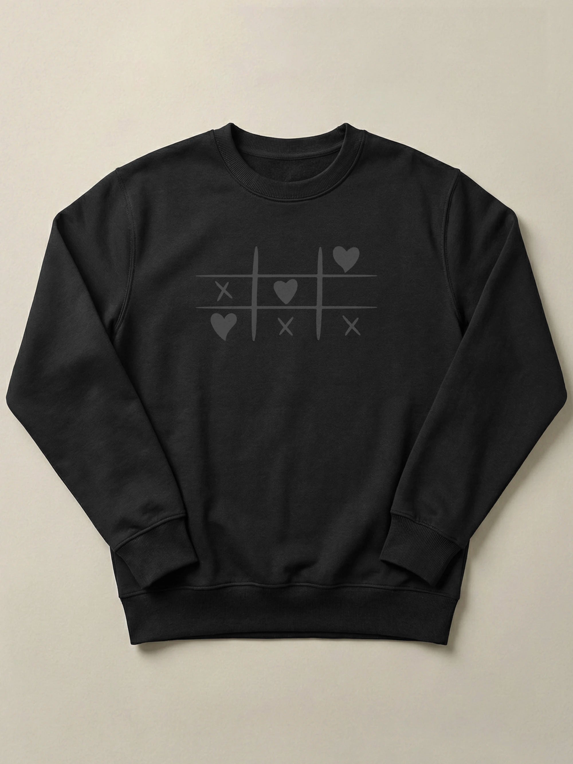 Tic Tac Hearts - Regular/Oversized Sweatshirt Regular Fit Black by inspire.inc