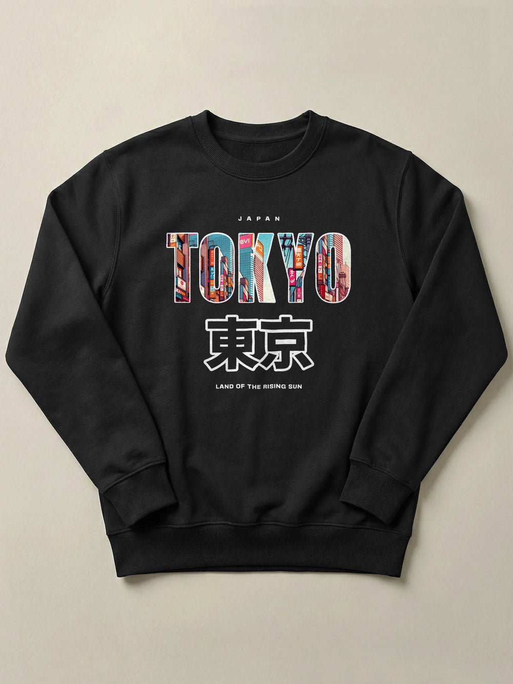 Tokyo Cityscape - Regular/Oversized Sweatshirt Black by inspire.inc