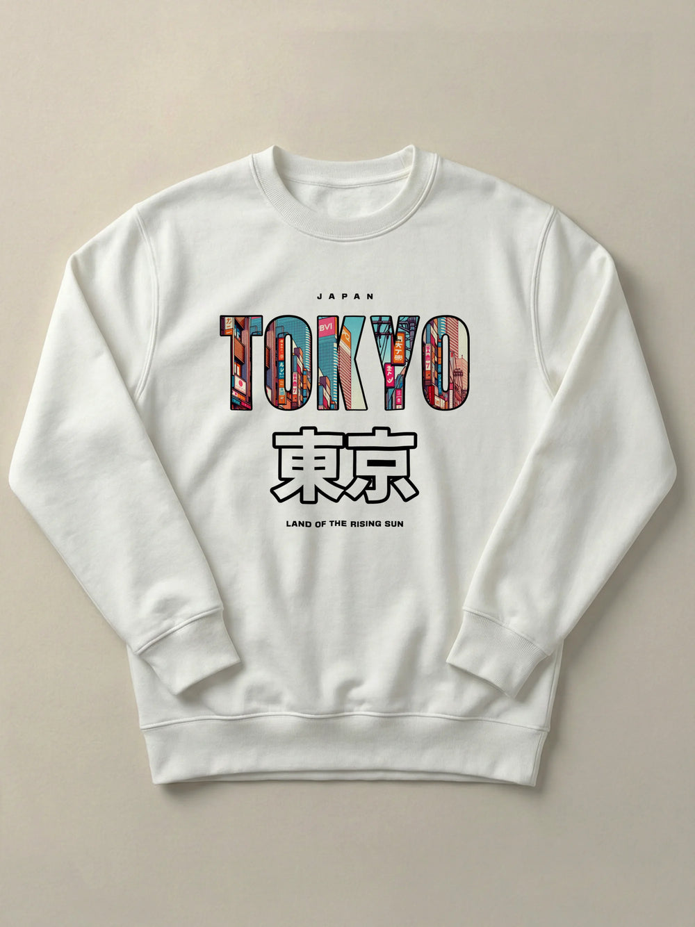 Tokyo Cityscape - Regular/Oversized Sweatshirt White by inspire.inc