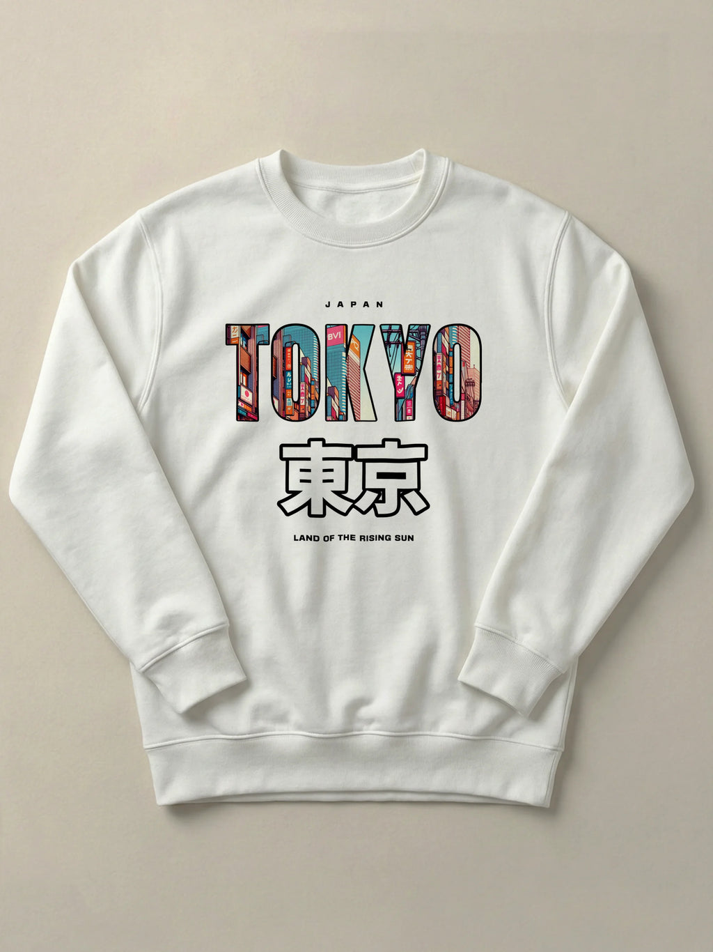 Tokyo Cityscape - Regular/Oversized Sweatshirt White by inspire.inc